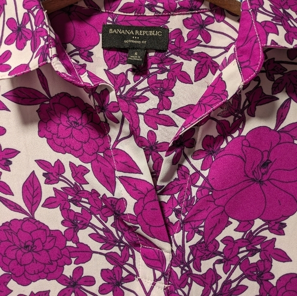 Banana Republic Shirt Floral Purple Long sleeve size S - Picture 4 of 9